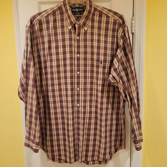 Large Polo Ralph Lauren Mens Multi Color Plaid Big Shirt Button Up - Picture 4 of 7